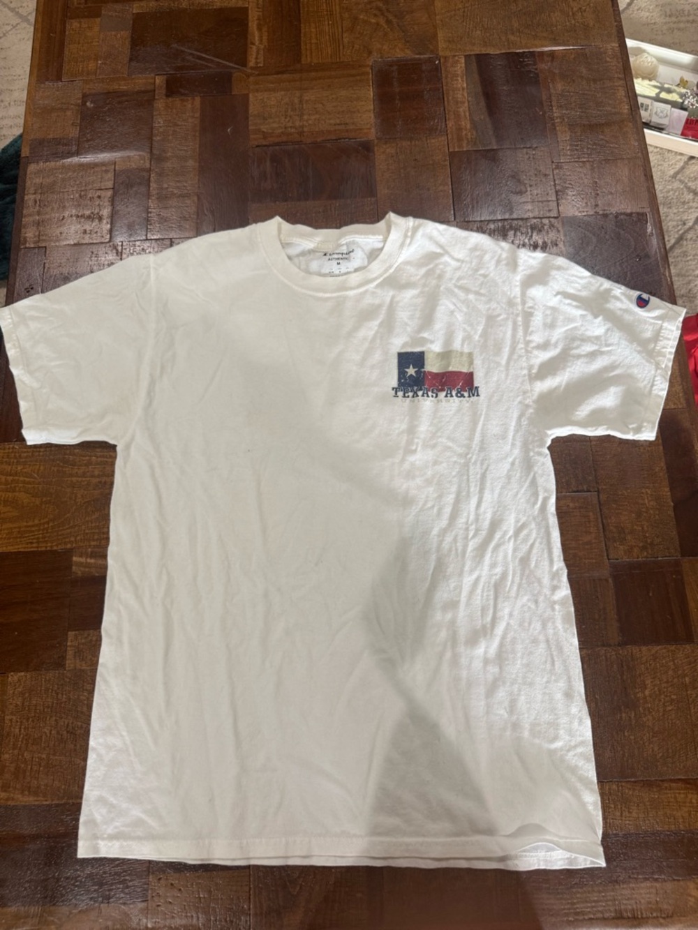 Champion White Short-Sleeve Texas A&M Flag Graphic Tee